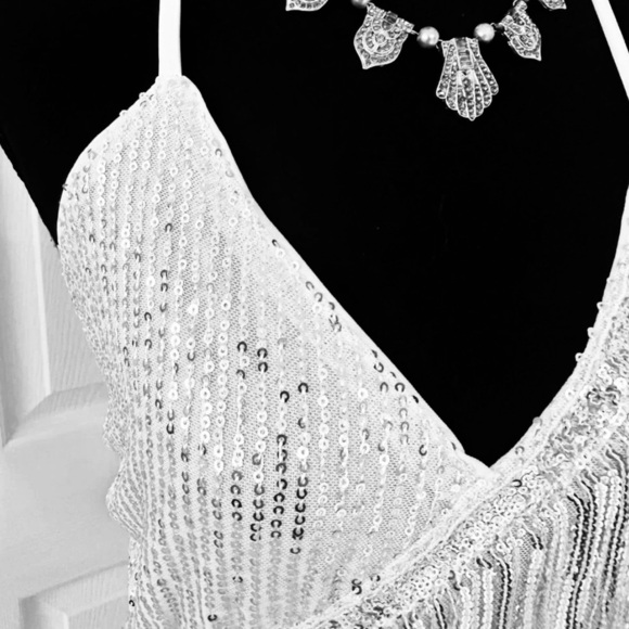 STUDIO 54 ~ Women’s backless silver sequined fully lined stunning dress size XL - Picture 4 of 8